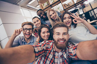 Group of teens taking a selfie