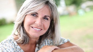 closeup of woman smiling  