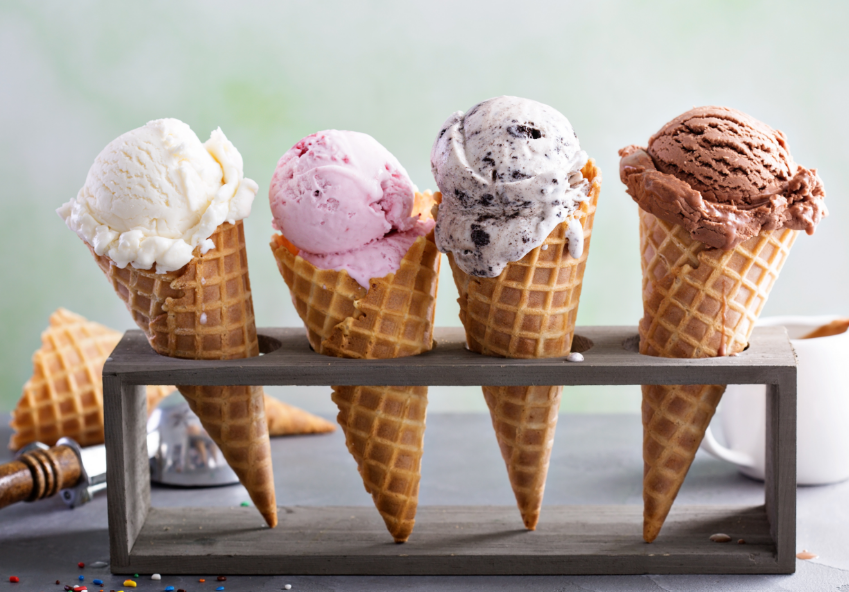 Four ice cream cones